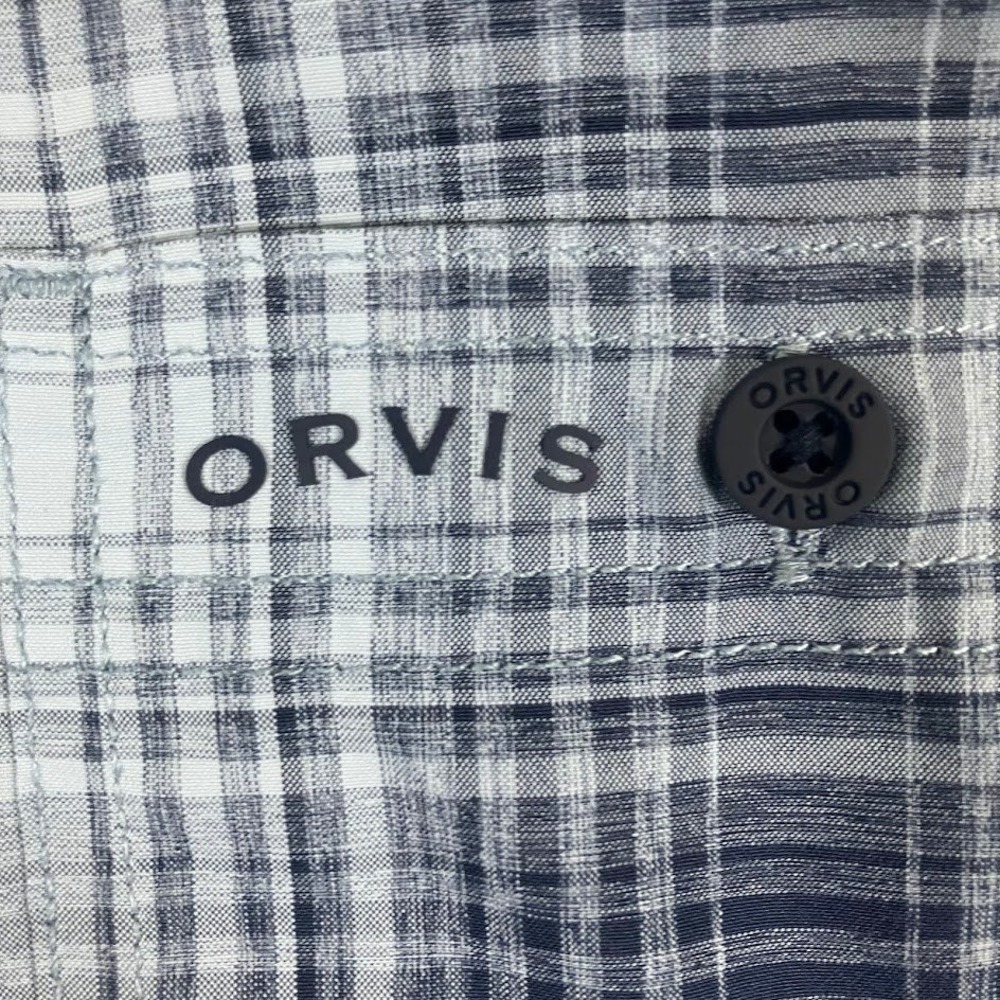 Orvis Classic Collection Mens Blue White Plaid Short Sleeve Button Up Shirt L - Picture 5 of 7